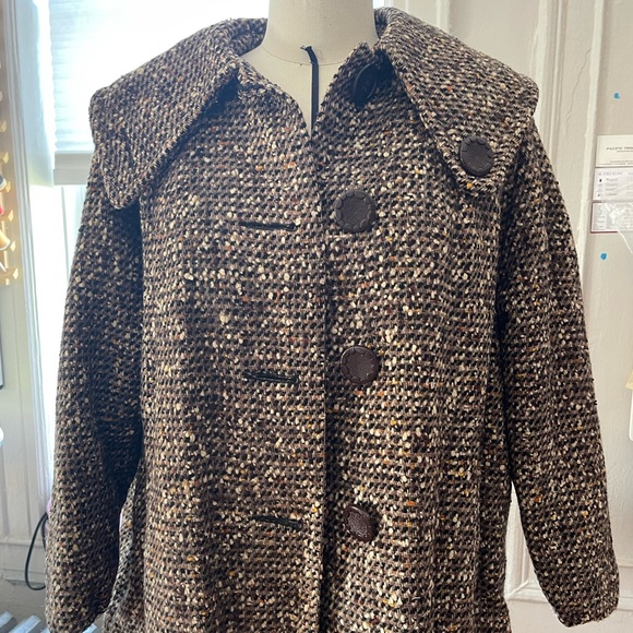 Vintage 50s/ 60s brown wool twill long coat size:S/M - Picture 3 of 15